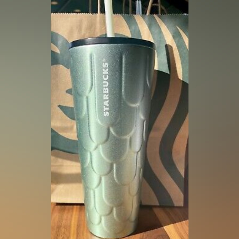 Starbucks Stainless Steel Mermaid Scales Teal Tail 24oz Spring Tumbler Cold Cup